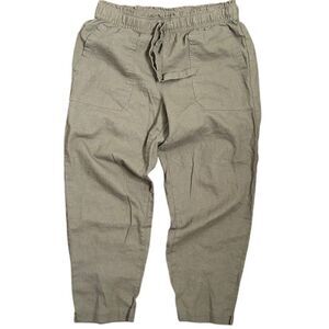 Indigo Rein Army Green Linen Like Ankle Length Straight‎ Leg Pant Women's Medium